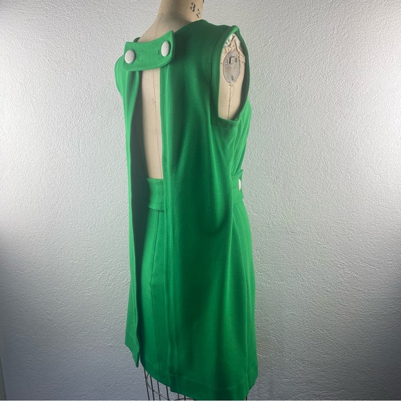 Original Milly New York l S Retro 60s MCM Mod Knit Open Back Draped Button Dress - Picture 8 of 15
